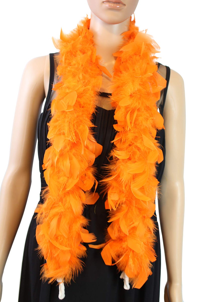 Flydreamfeathers 25 Gram, 4 Feet Long Chandelle Feather Boa, Great for Party, Wedding, Halloween Costume, Christmas Tree, Decoration (Orange) - Image 1